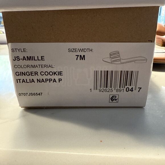 Jessica Simpson 7M Amille Ginger Faux Leather Embellished Slip On Flat Sandals - Picture 9 of 9